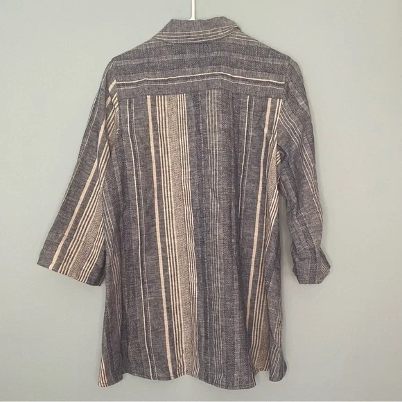 Soft Surroundings Women’s Linen Blend Tunic Top Size Small Blue Button Down - Picture 2 of 6